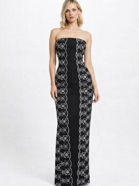 Vintage Bob Mackie Strapless Ebroidered And Beaded Column Gown Size 8